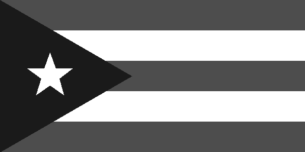 Bandera cubana en blanco y negro
